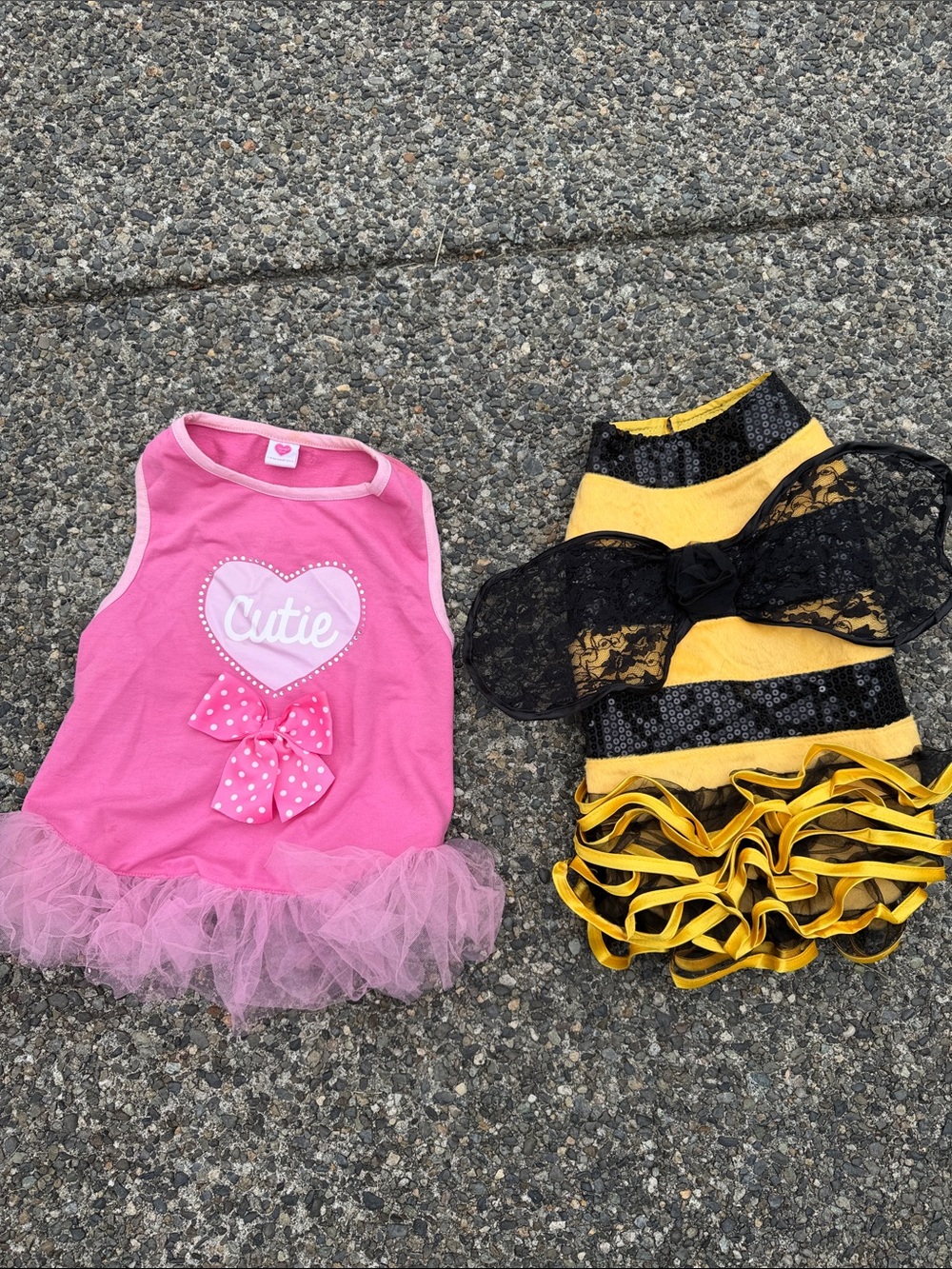 Pink "Cutie" Tutu Dress & Yellow Black Bee Costume Set for Kids
